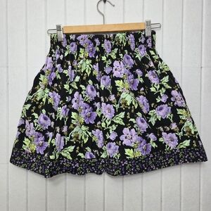 Cato Black and Purple Floral Skirt Girl size M (8/10)